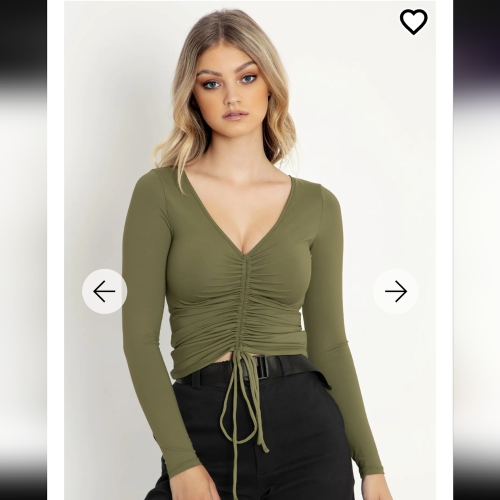 BlackMilk Matte Moss Strung Up Long Sleeve Top